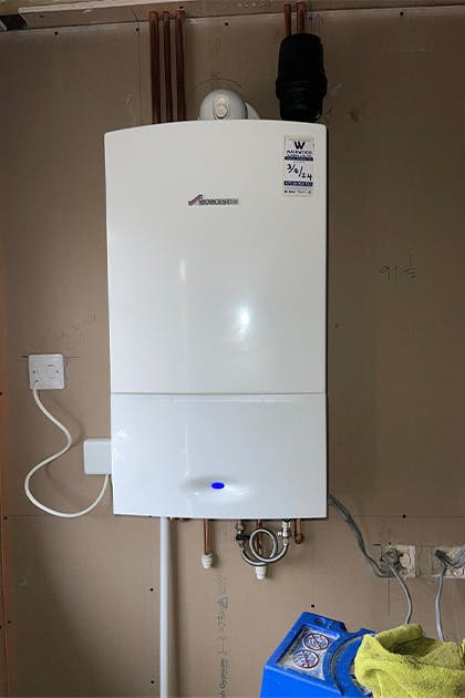 Gas boiler relocated in to new porch area